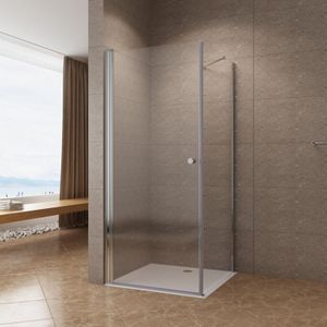 Aqualavos - Duschabtrennung Eckeinstieg Nano Einscheiben-Sicherheitsglas Duschtür 180° Drehtür mit Seitenwand 12. BxT: 75x80 cm, Höhe: 197 cm