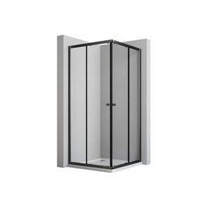 Eckdusche Duschkabine Schwarz 100x100 Schiebetür Eckeinstieg Duschwand Glas Dusche