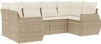 Vidaxl - 6-tlg. Garten-Sofagarnitur mit Kissen Beige Poly Rattan