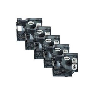 5x Schriftband-Kassette kompatibel mit Dymo LabelManager 500TS, pc ii Etiketten-Drucker 9mm Schwarz auf Weiß - Vhbw