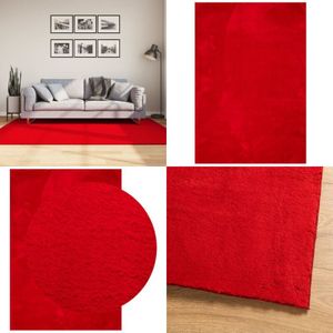 Vidaxl - Teppich huarte Kurzflor Weich und Waschbar Rot 140x200 cm - Weichheit - Flaumig - Kurzflor - Rutschfest - Maschinenwäsche - Home & Living