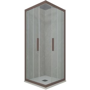 Eck-Duschkabine in pvc 120x120 Klarglas Chocolate Kolors