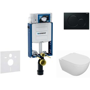Geberit Kombifix - Set Vorwandelement, WC Oudee mit Softclose-Sitz und Sigma01-Betätigungsplatte, schwarz SANI15CA5107