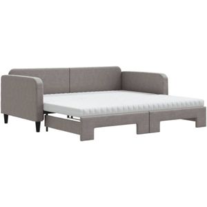 Tagesbett Ausziehbar mit Matratzen Dunkelgrau 100x200 cm Stoff vidaXL