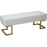 Homcom - Sitzbank für Schlafzimmer Truhenbank Bettbank Wohnzimmer Kunstleder Metall Weiß+Gold 120 x 43 x 42 cm