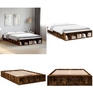 Vidaxl - Bettgestell Räuchereiche 120x190 cm Holzwerkstoff - Holzbettfassungen - Bettsystem - Doppelbett - Massivholzbette - Boxspringrahmen - Home &