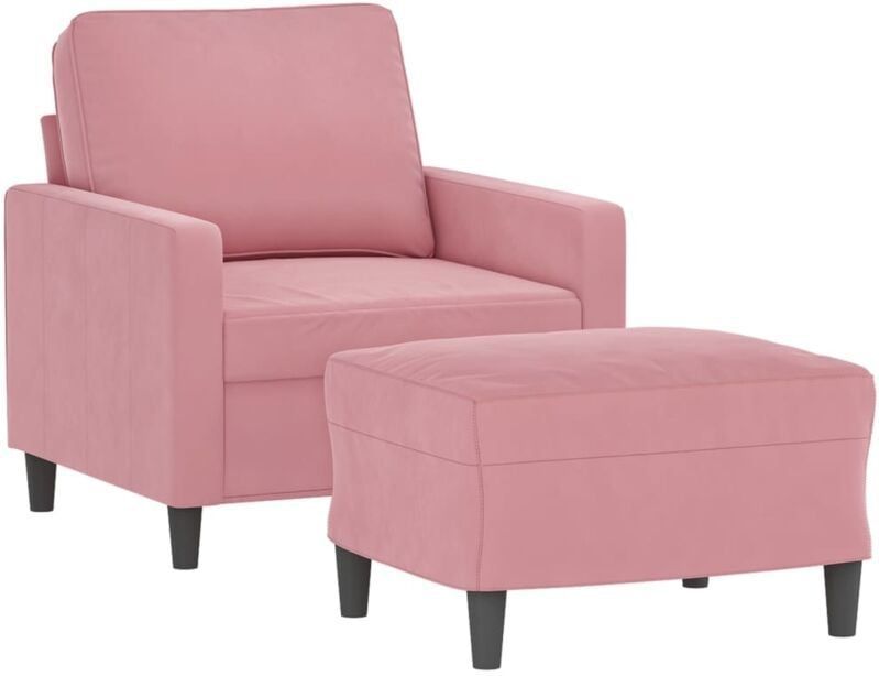 Sessel mit Hocker Rosa 60 cm Samt vidaXL