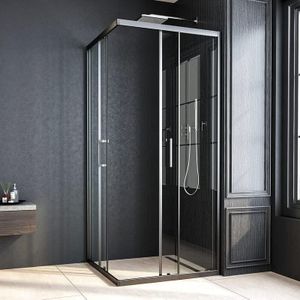 Boromal - Duschkabine Schwarz 80x100x185cm Eckeinstieg Doppel Schiebetür Duschabtrennung Duschwand 5mm esg Sicherheitsglas