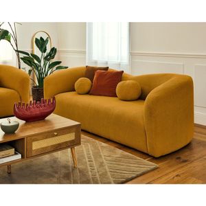 Lisa Design - Charles - 3-sitzer einzelsofa aus strukturiertem samt - gelb