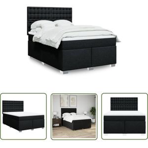 VidaXL Boxspringbett mit Matratze Schwarz 140x190 cm Stoff