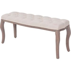 Vidaxl - Bank Leinen Massivholz 110 x 38 x 48 cm Cremeweiß
