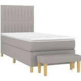 Jinlefu - Boxspringbett mit Matratze Hellgrau 90x200 cm Stoff vidaXL