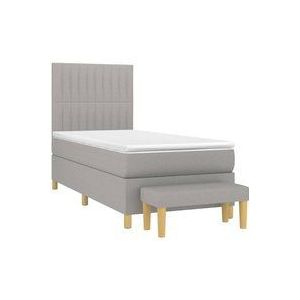Jinlefu - Boxspringbett mit Matratze Hellgrau 90x200 cm Stoff vidaXL