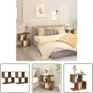 The Living Store Nachttische 2 Stk. Räuchereiche 50x30x51,5 cm Holzwerkstoff - Nachttisch - Wohnzimmer - Holzwerkstoff - Massivholzmöbel - Sideboard