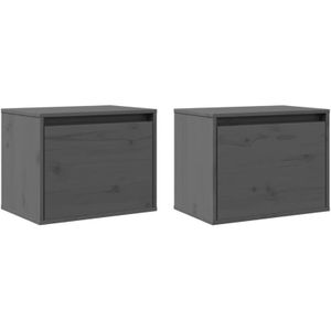 Vidaxl - Wandschränke 2 Stk. Grau 45x30x35 cm Massivholz Kiefer