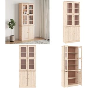 Vitrinenschrank ALTA 77x35x186,5 cm Massivholz Kiefer - Holzvitrine - Sideboard - Regal - Wohnzimmermöbel - Massivholzmöbel - Home & Living