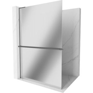 Kioto+ l Duschwand mit Ablage Walk-in 80 x 200 cm, Spiegel, gun metal - 800-080-123-95-50 - Mexen