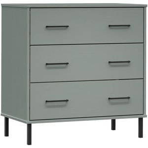 Sideboard OSLO mit 3 Schubladen Grau 77x40x79,5 cm Massivholz vidaXL