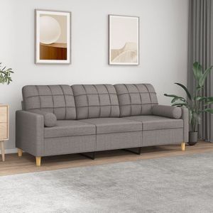 Vidaxl - 3-Sitzer-Sofa mit Zierkissen Taupe 180 cm Stoff