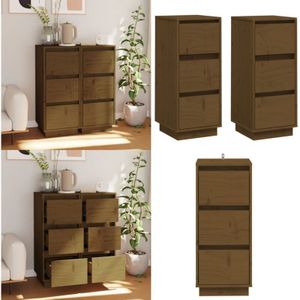 Vidaxl - Sideboards 2 Stk. Honigbraun 32x34x75 cm Massivholz Kiefer - Holz Sideboard - Massiver Kiefer - Regal - Stauraum - Wohnzimmermöbel - Home &