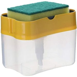 ZVD - Dish Soap Dispenser with Sponge Holder, 2 in 1 Manual Pressure Pump Washing Tool, Countertop Soap Pump Dispenser for Kitchen Bathroom (Yellow)