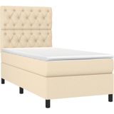 Jinlefu - Boxspringbett mit Matratze & led Creme 80x200 cm Stoff vidaXL