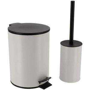 3-liter-abfalleimer und kunststoff-metallbürste - weiss matt Tendance
