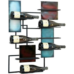 Weinregal Wand Metall Schwarz 8 Flaschen Schmal 96618 Design Flaschenregal Modern Weinständer - Dandibo