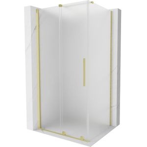 Mexen - Velar Duschkabine schiebbar 100 x 110 cm, gefrostet, gebürstet gold - 871-100-110-31-55