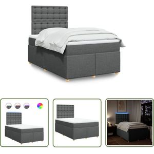 vidaXL Boxspringbett mit Matratze Dunkelgrau 120x200 cm Stoff