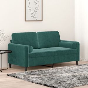 Avimac - 2-Sitzer-Sofa mit Zierkissen Dunkelgrün 140 cm Samt