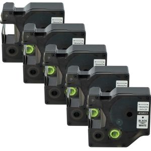 5x Schriftband-Kassette kompatibel mit Dymo LabelMaker pc, PC2 Etiketten-Drucker 19mm Schwarz auf Weiß - Vhbw