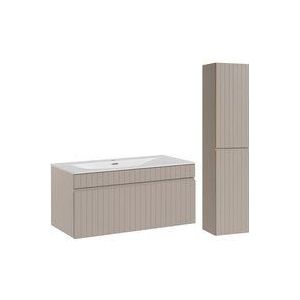 Waschtisch und Hängesäule 100cm Zelie mit 1 Schublade, Kaschmir