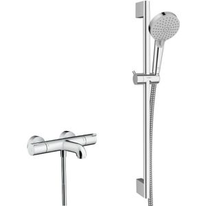 Hansgrohe - Ecostat Set Wannen-/Brausethermostat + Brausestange Unica + 2-strahlige Handbrause, Chrom
