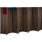 Relaxdays - Paravent Raumteiler, HxB: 170x320 cm, faltbarer Raumtrenner, 8-teiliger Sichtschutz, Holz & Papierseil, braun