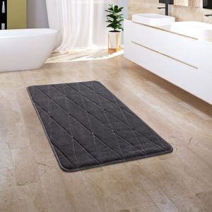Paco Home - Badezimmerteppich Badematte Badteppich Badvorleger Flauschig Memory Foam 3D 60x100 cm, Anthrazit 3