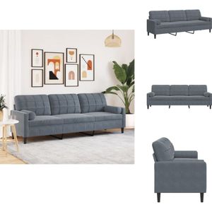 Sofa 3-Sitzer mit Zierkissen Dunkelgrau 210 cm Samt - 3-Sitzer-Sofa - 3-Sitzer-Sofas - Sofa - Couch