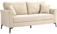 HOMCOM 2 Sitzer Sofa, Couch mit Leinenoptik, Metallbeine, Polstersofa, Gepolsterter Doppelsofa für Wohnzimmer, Schlafzimmer, 179 x 80 x 89 cm, Beige