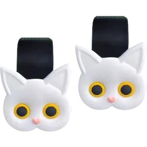 Ccykxa - Weißer Kopfstützenhaken für Handtasche - Cartoon-Katzen-Kopfstützenhaken, 2 Stück süßer LKW-Aufbewahrungsbügel, Fahrzeughaken