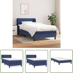 Jinlefu - The Living Store Boxspringbett mit Matratze Blau 100x200 cm Stoff - Boxspringbett - Doppelbett - Schlafsystem - Lattenrost - Bettrahmen