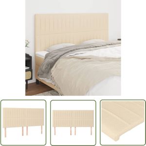 The Living Store Kopfteile 4 Stk. Creme 100x5x78/88 cm Stoff - Bettkopfteile - Betthauptsstütze - Kopfteil Creme - Lattenrost - Bettgestell