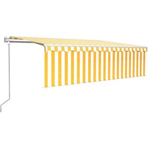 Vidaxl - Markise Automatisch Einziehbar mit Volant 5x3 m Gelb & Weiß