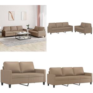 Vidaxl - 2-tlg. Sofagarnitur mit Kissen Cappuccino-Braun Kunstleder - Couch - Sofa Garnitur - Wohnzimmersofa - Ledercouch - Kunstleder Sofa - Home &