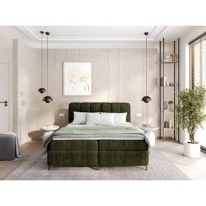 Furnix - Vicaria Bett 180x200 Bett mit gepolsterte Bettkasten und Metallbeine RF14 Grün