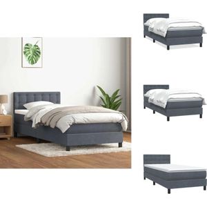 Vidaxl - Boxspringbett mit Matratze Dunkelgrau 80x210 cm Samt - Boxspringbett - Boxspringbetten - Bett - Betten