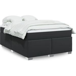 Torana - Boxspringbett mit Matratze Schwarz 160x200 cm Kunstleder