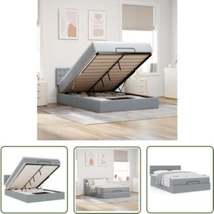 VidaXL Ottoman-Bett mit Matratze Hellgrau 140x190 cm Stoff