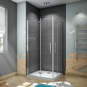 Duschparadies-de - B:80xT:80x195cm Falttür Drehtür Eckeinstieg Duschabtrennung Duschkabine Dusche