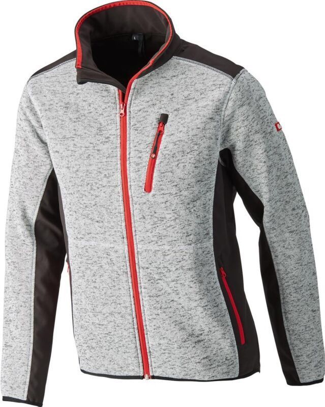 Strickjacke,Softshell,Gr. S,hellgrau-rot,FORTIS