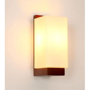 Wandleuchte Holz Innen, Vintage E27 Wandlampe Minimalistisches Design, Glasschirm Wandleuchte für Schlafzimmer, Wohnzimmer, Esszimmer, Flur, Café
